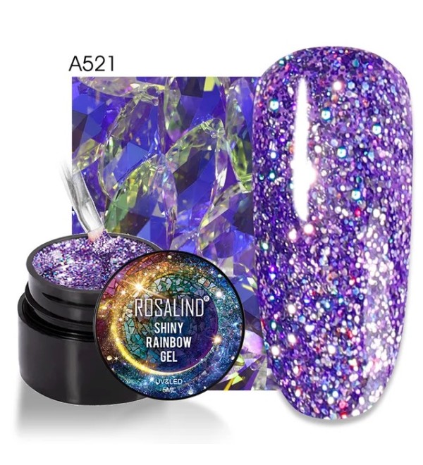 Гель краска с блестками Rosalind Shiny Rainbow A521