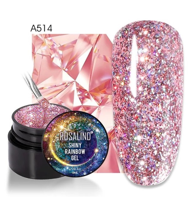 Гель краска с блестками Rosalind Shiny Rainbow A514