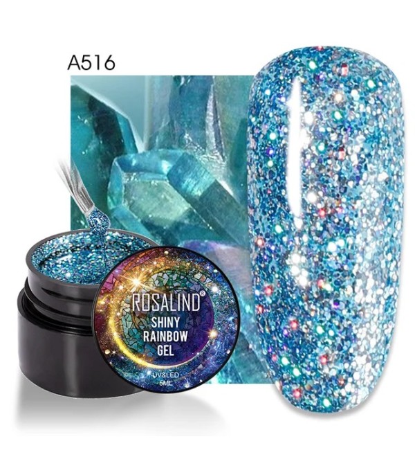 Гель краска с блестками Rosalind Shiny Rainbow A516