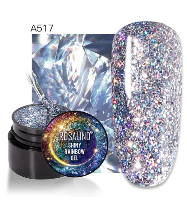 Гель краска с блестками Rosalind Shiny Rainbow A517