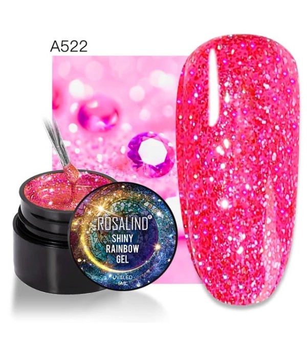 Гель краска с блестками Rosalind Shiny Rainbow A522