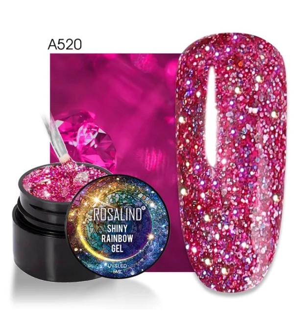 Гель краска с блестками Rosalind Shiny Rainbow A520