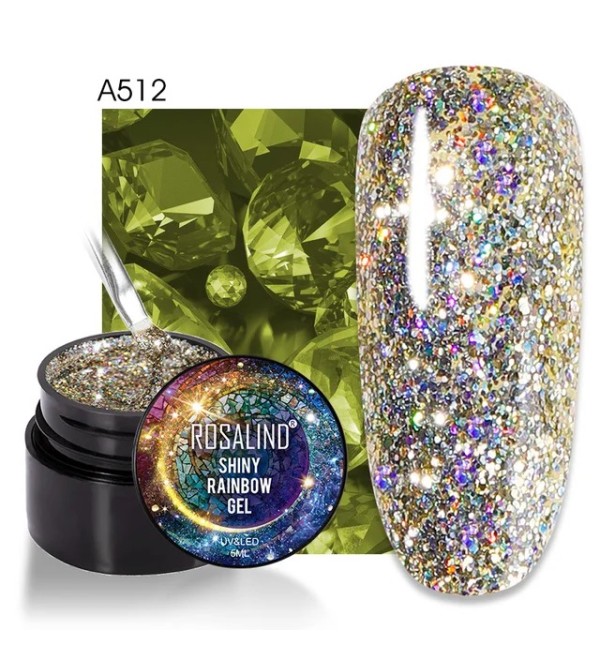 Гель краска с блестками Rosalind Shiny Rainbow A512