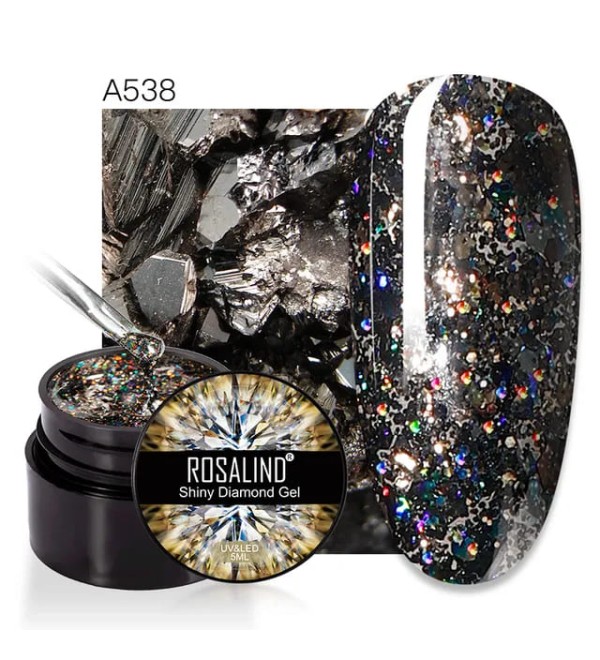 Гель краска с блестками Rosalind Shiny Diamond A538