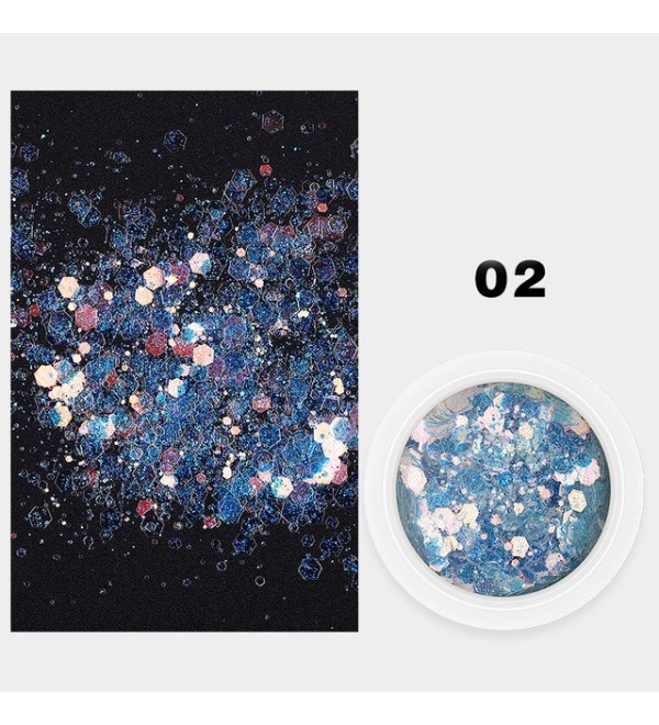 Шестигранные блестки для дизайна Mix, с голографическим песком 02