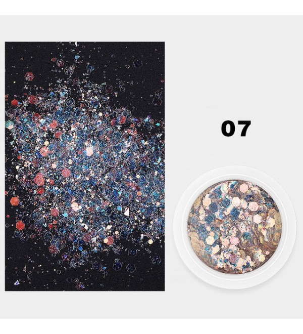 Шестигранные блестки для дизайна Mix, с голографическим песком 07
