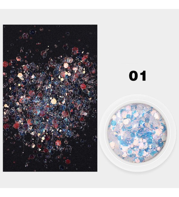 Шестигранные блестки для дизайна Mix, с голографическим песком 01