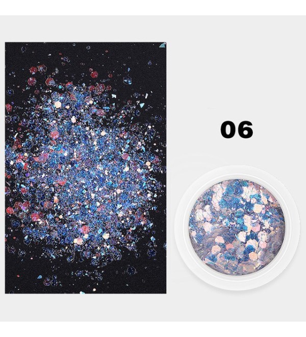 Шестигранные блестки для дизайна Mix, с голографическим песком 06