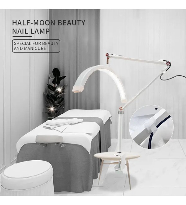 Лампа бестеневая настольная на струбцине 20 Вт Белая с держателем для телефона 