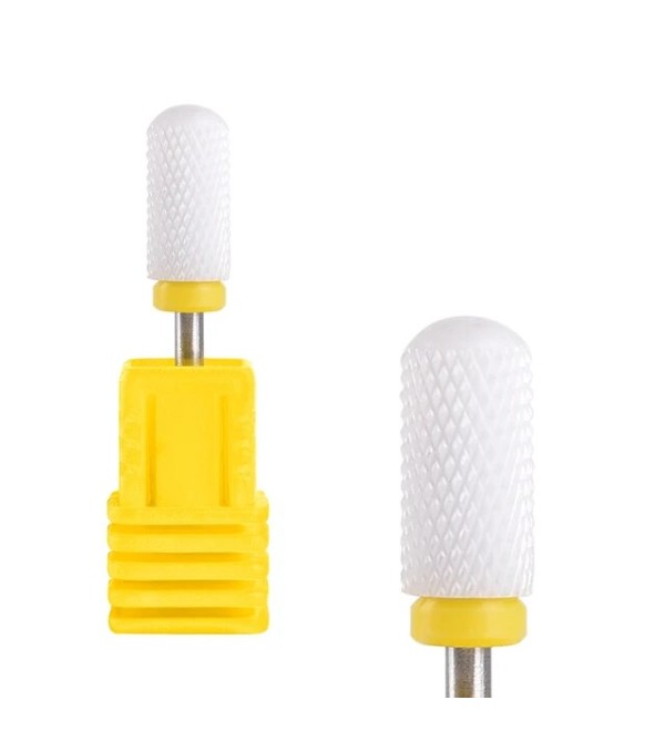 Фреза керамическая закруглённый цилиндр Жёлтая с кольцом