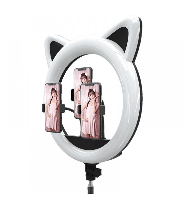 Кольцевая лампа с кошачьими ушками Ring Light RK-45 со штативом